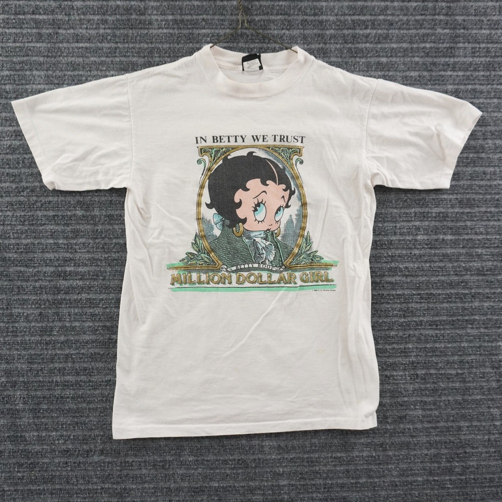 Vintage 90s Diamond Dust Betty Boop T-Shirt Mens M White Million Dollar Girl